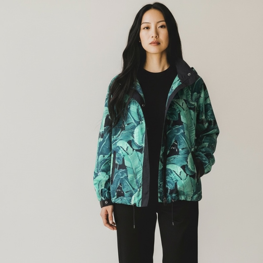 LULAROE NWOT Green Tropical Print Windbreaker